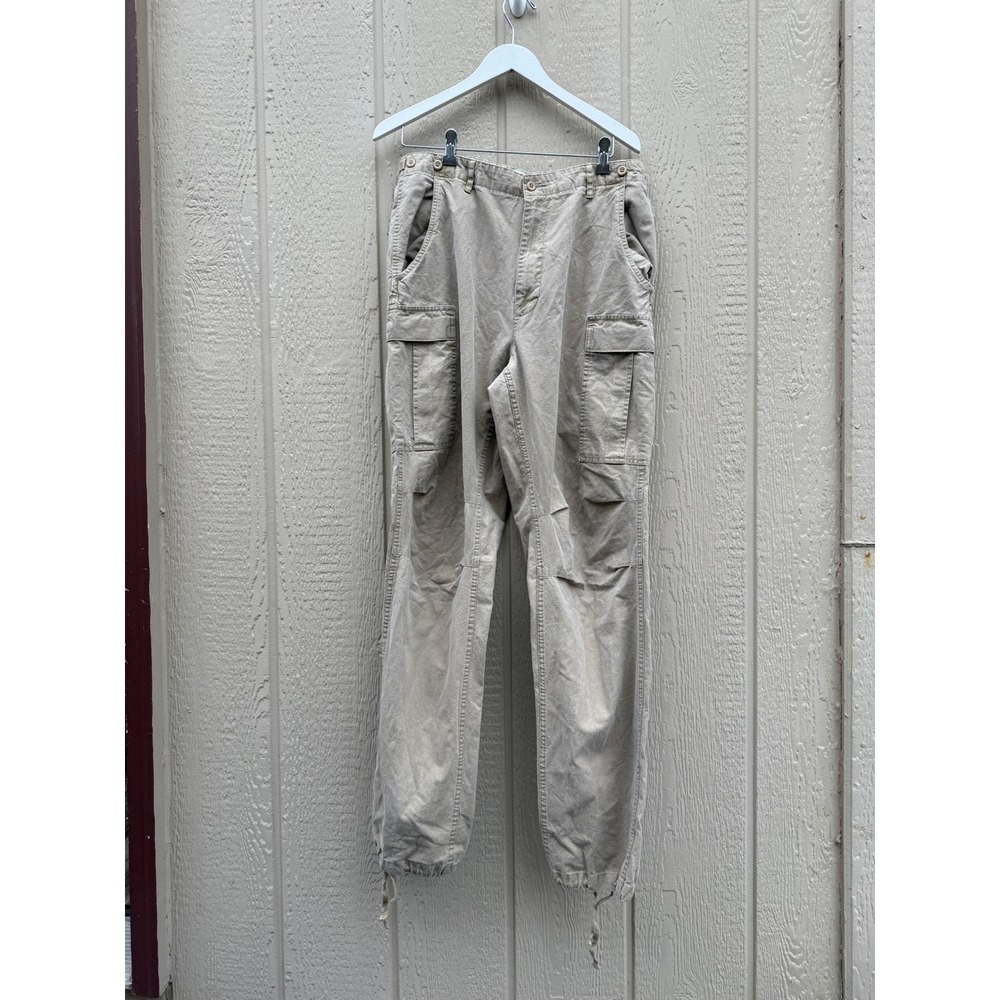 Banana Republic 33 Cargo Pants Vintage Safari Khaki Cotton Drawstring Cuffs